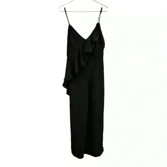 NWT DO+BE Wide Leg Ruffle Black Jumpsuit Romper Classic Event Party Night Out M - Picture 1 of 13